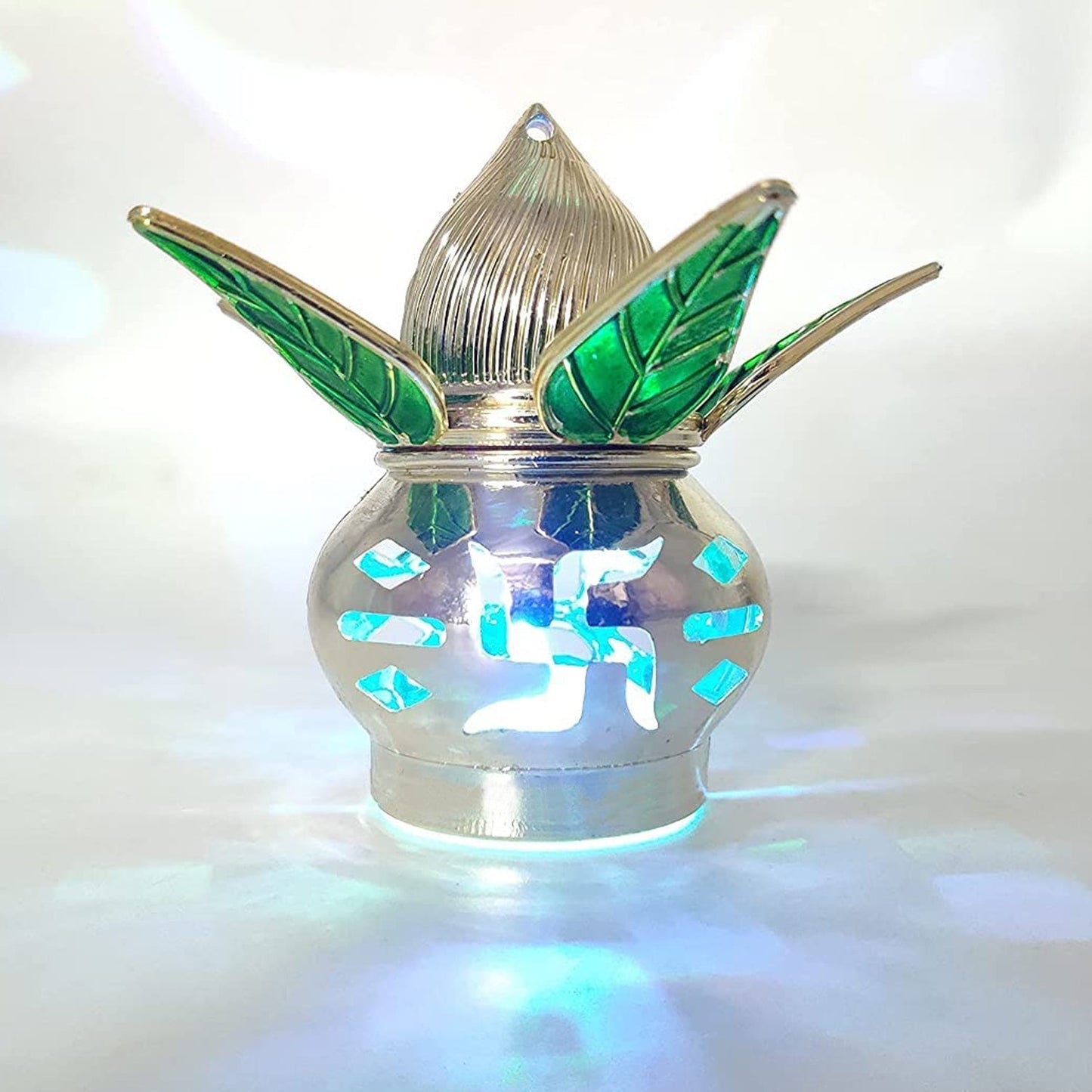 Gold Plated Eco Friendly LED Kalash for Pooja Mandir, Ganesh Ganesha (1 pc / Multicolor LED)