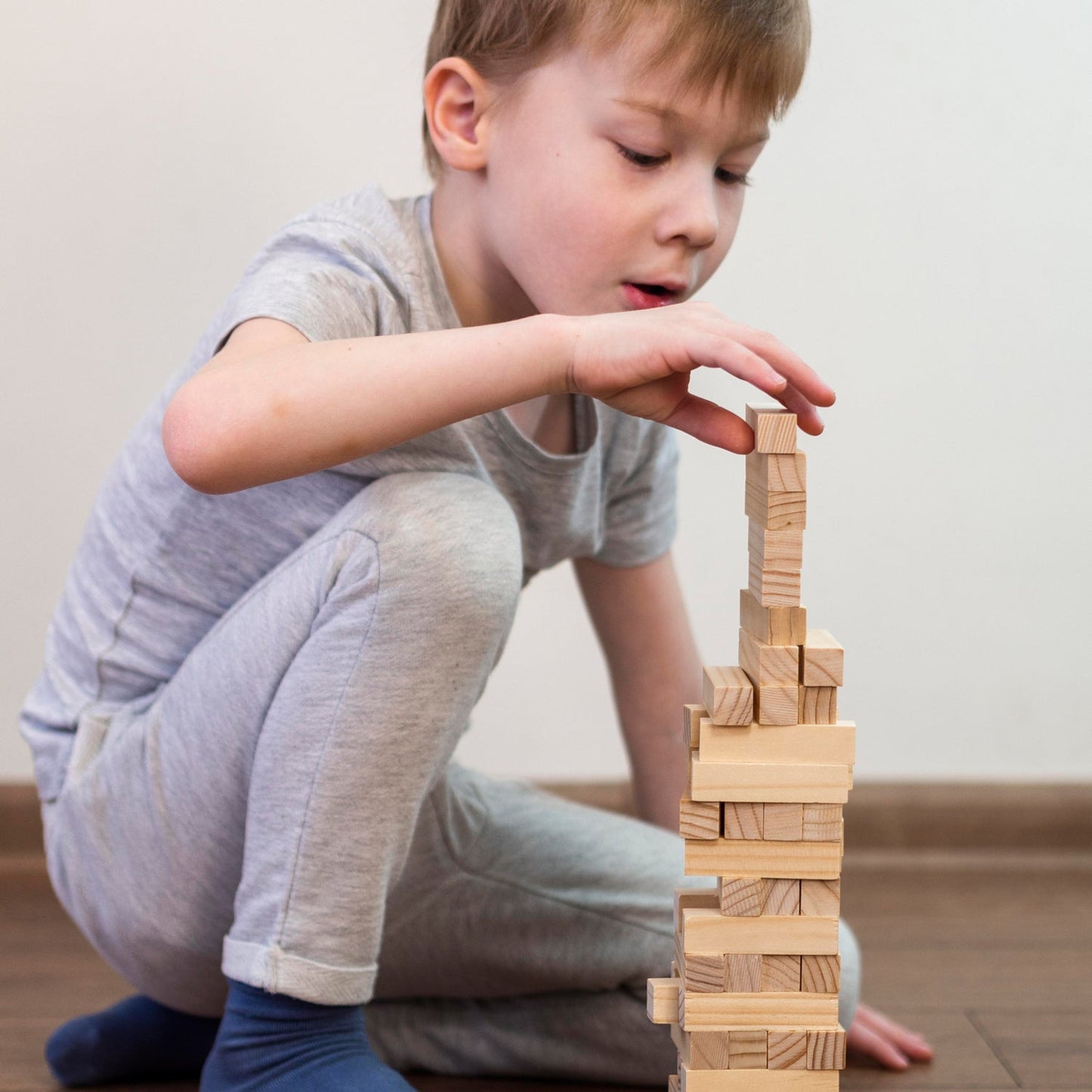 48 Pcs Blocks 4 Dices Wooden Tumbling Stacking Building