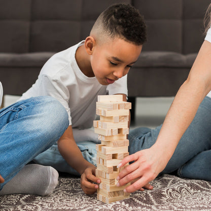 48 Pcs Blocks 4 Dices Wooden Tumbling Stacking Building