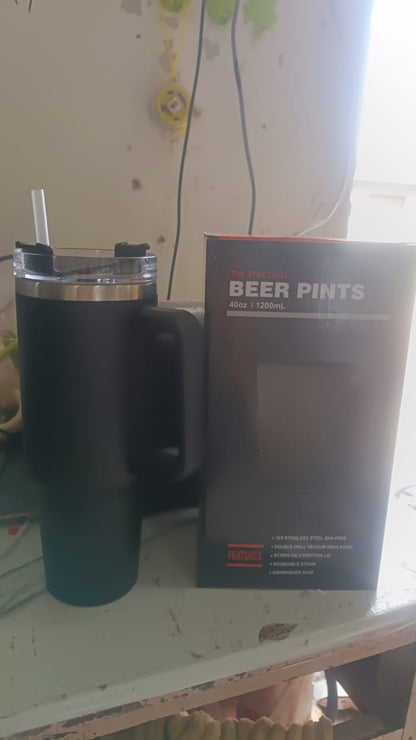 Premium 1200 ML Stainless Steel Vacuum Insulated Travel Mug with Straw and Handle, Tumbler (1200ML / 1 Pc)